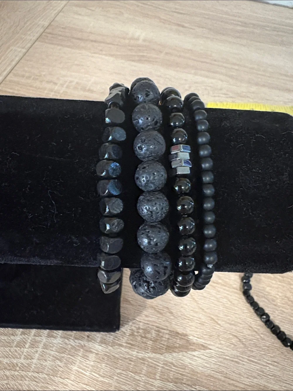 Set of four Black lava stone and plastic NWOT